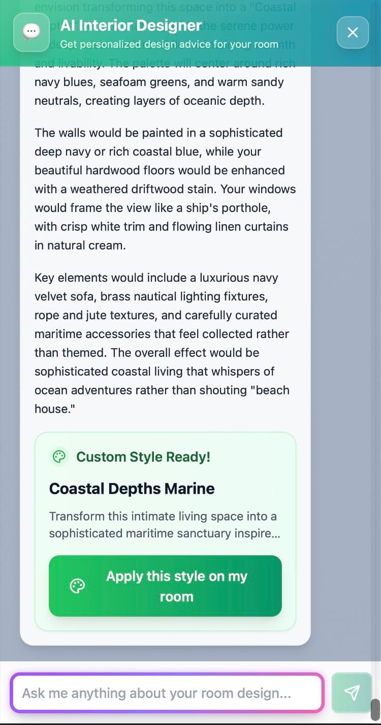 💬 Design Chat Assistant - AI Interior Design Feature