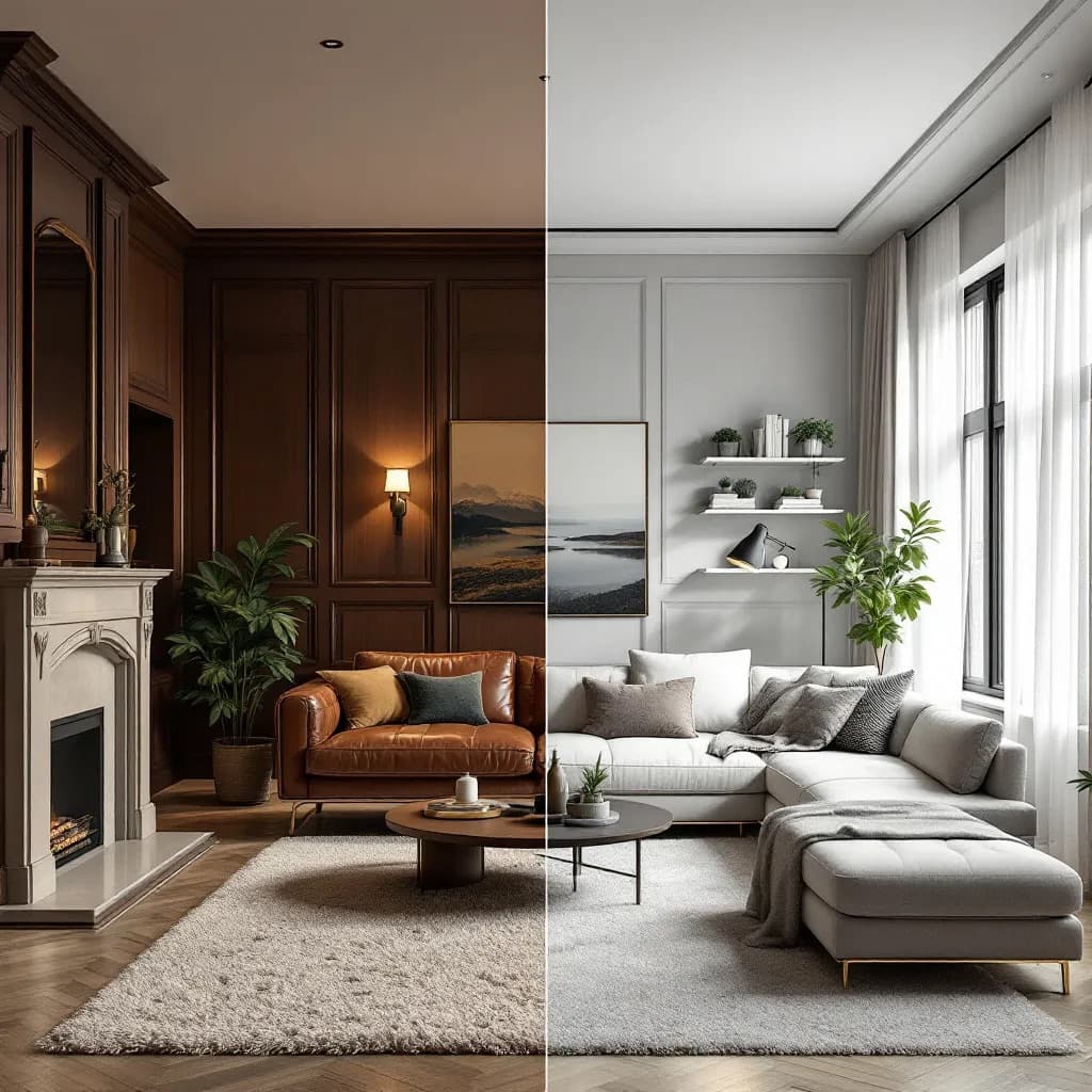 AI Home Remodel transformation showing before and after home renovation