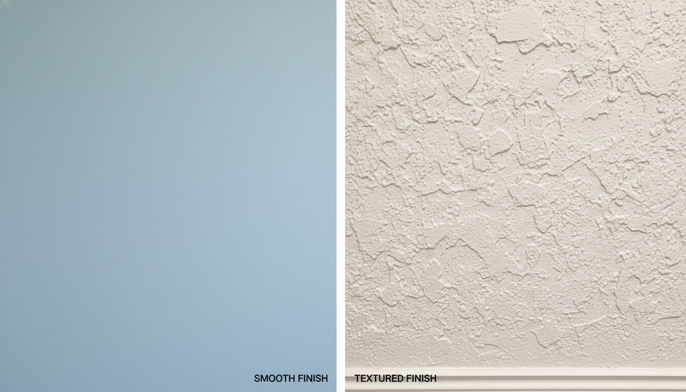 Side-by-side comparison of smooth vs textured wall paint coverage