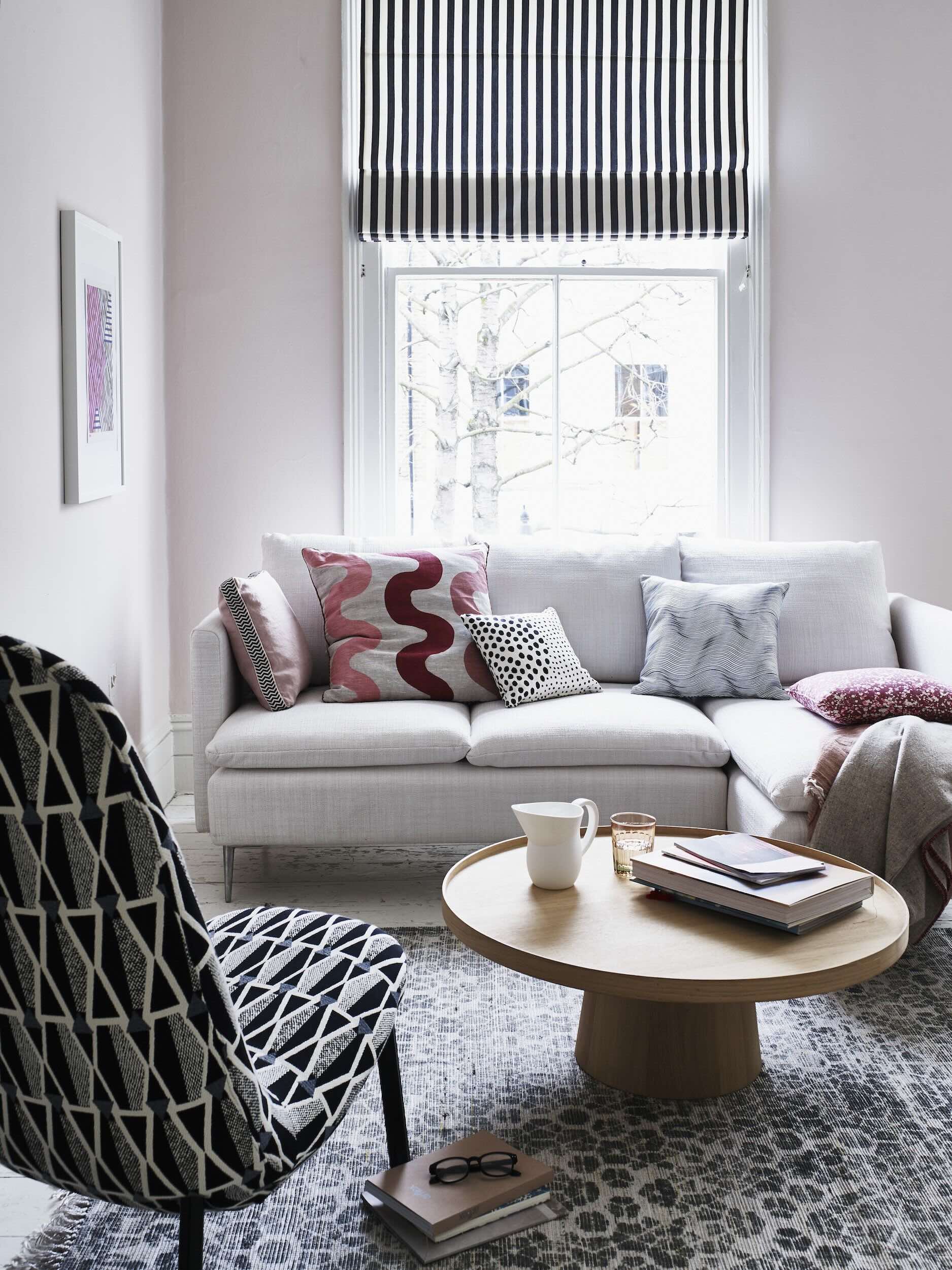 Placeholder for living room with light color palette