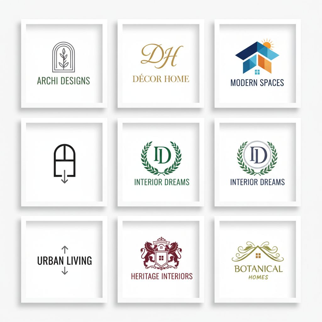 Different interior design logo styles and current trends for 2025