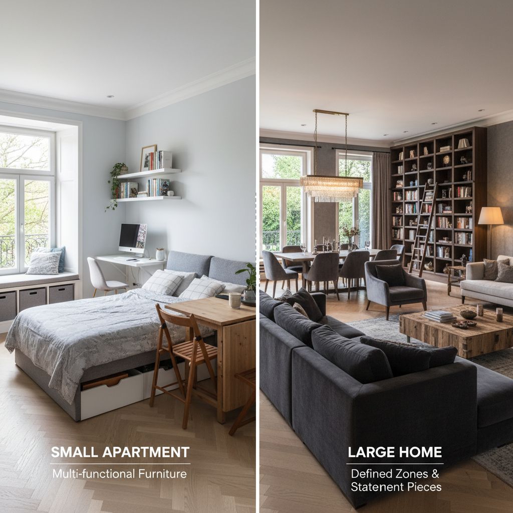 Furniture planning strategies for various room sizes