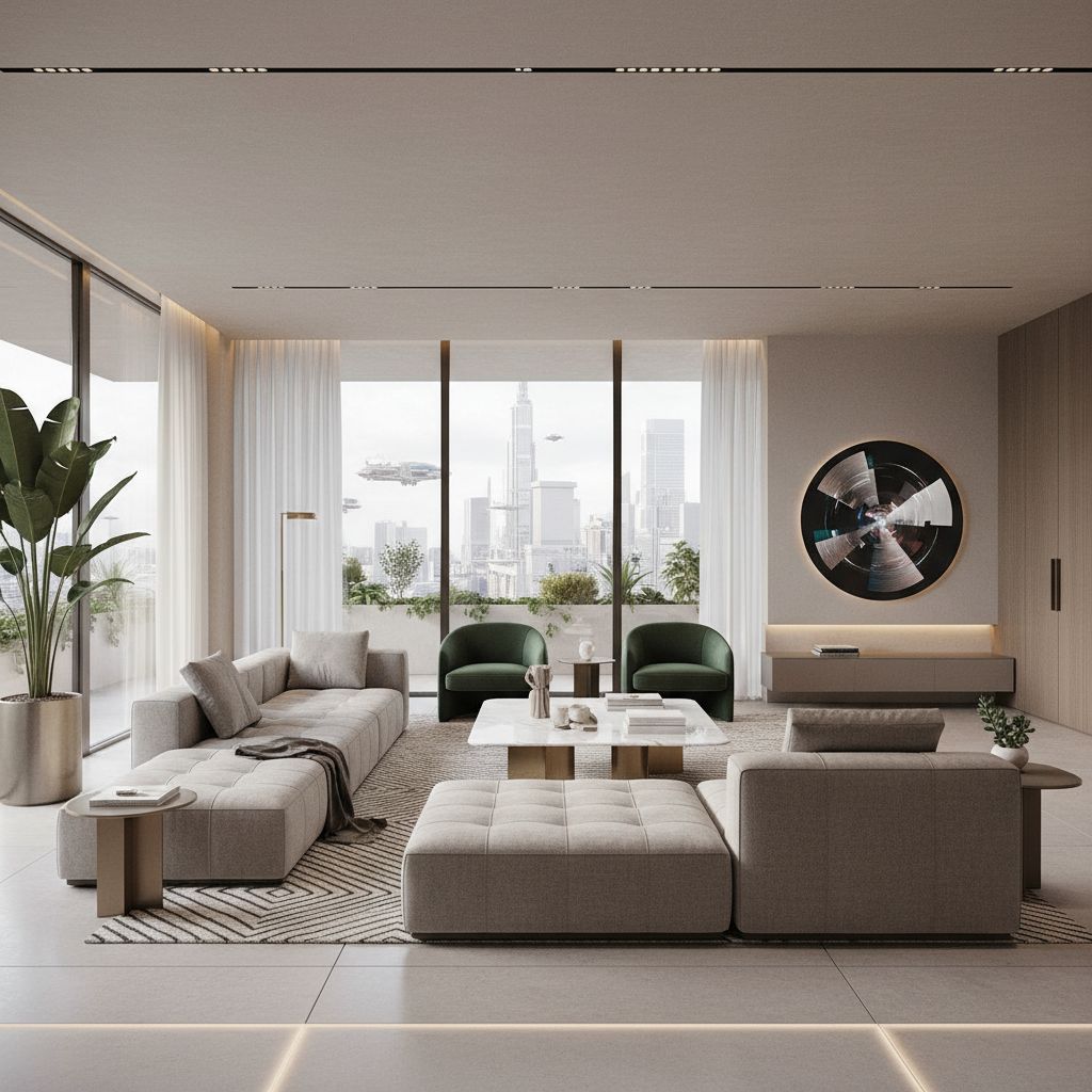 Modern home decor 2025 - Stylish living room with clean lines and contemporary furniture