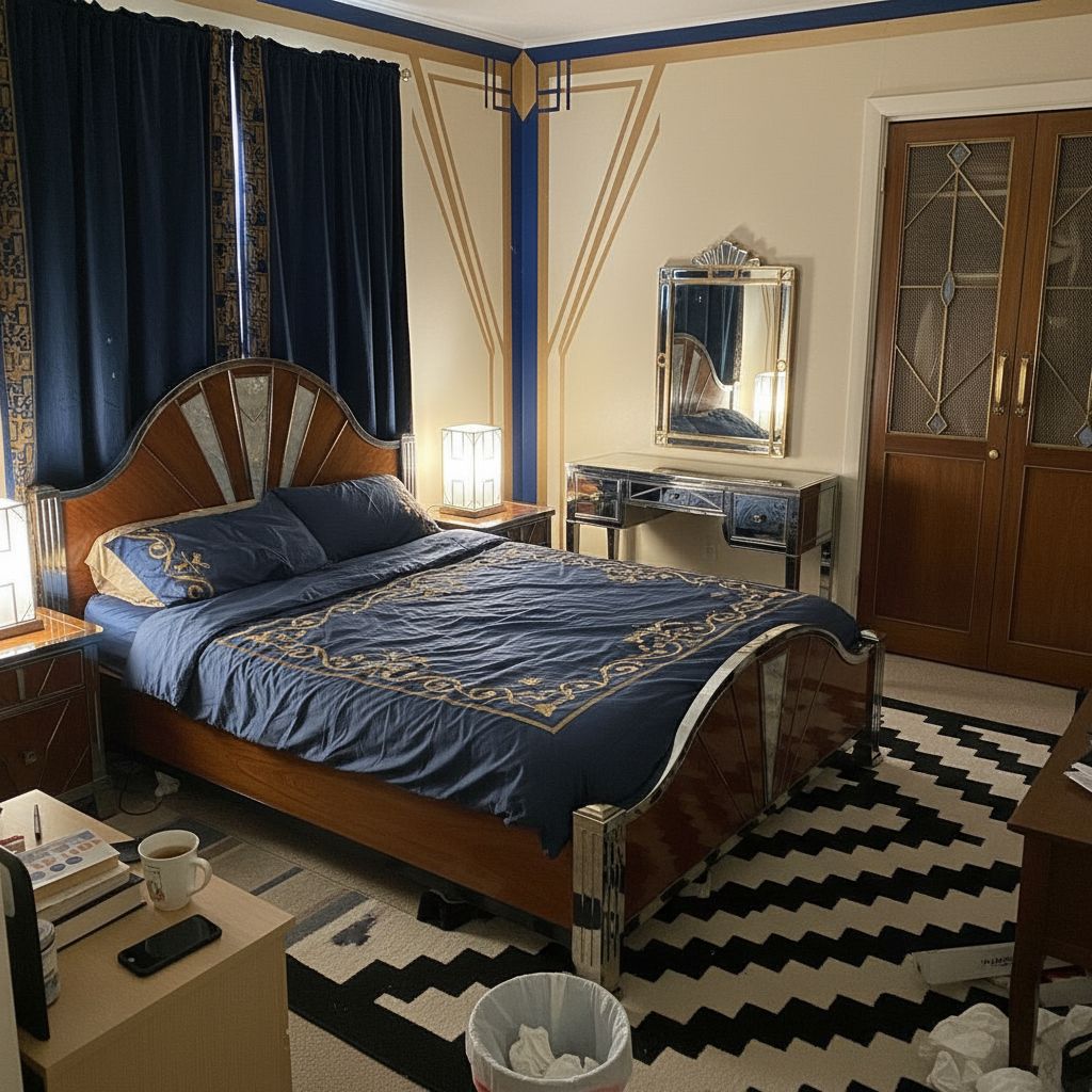 Modern bedroom after Art Deco interior design