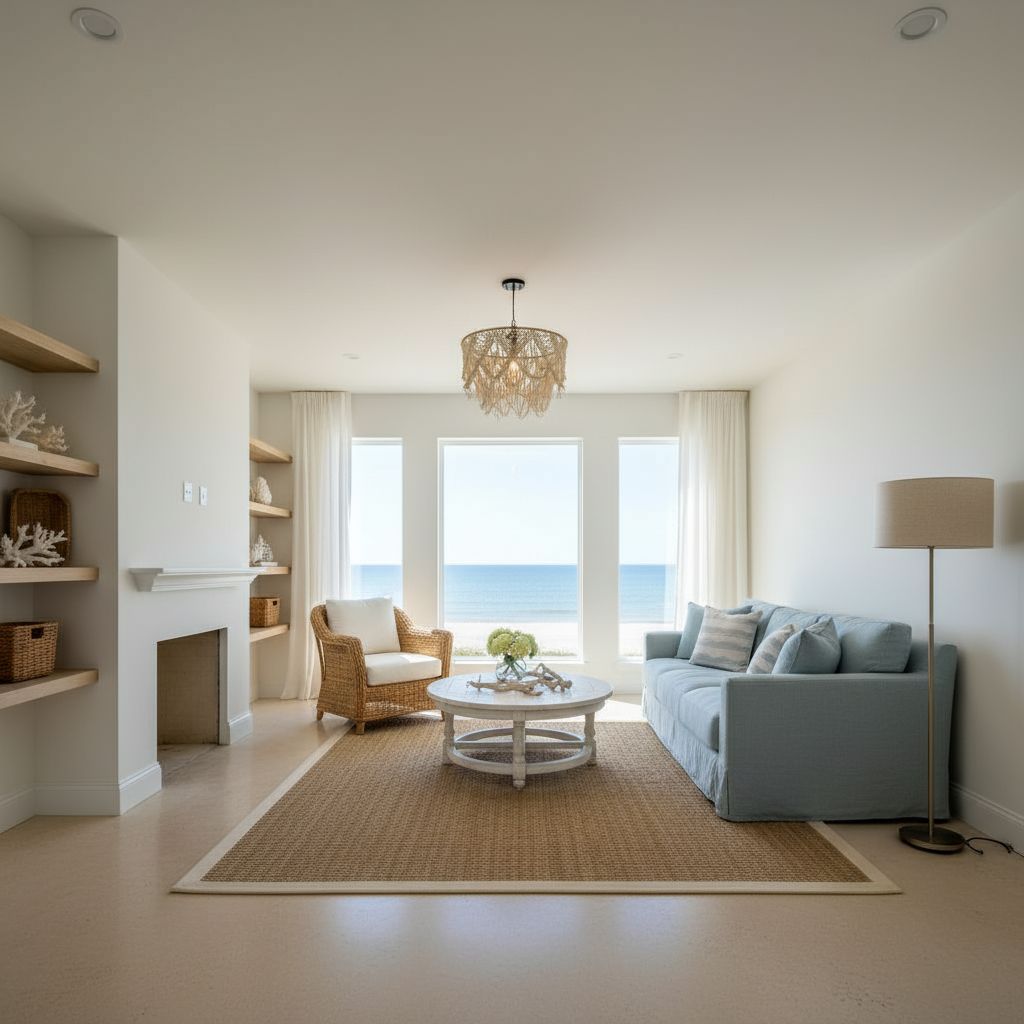 Small living room after coastal interior design