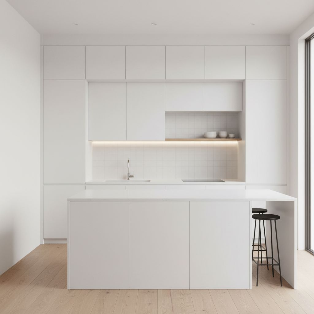 Minimalist kitchen interior design with clear counters