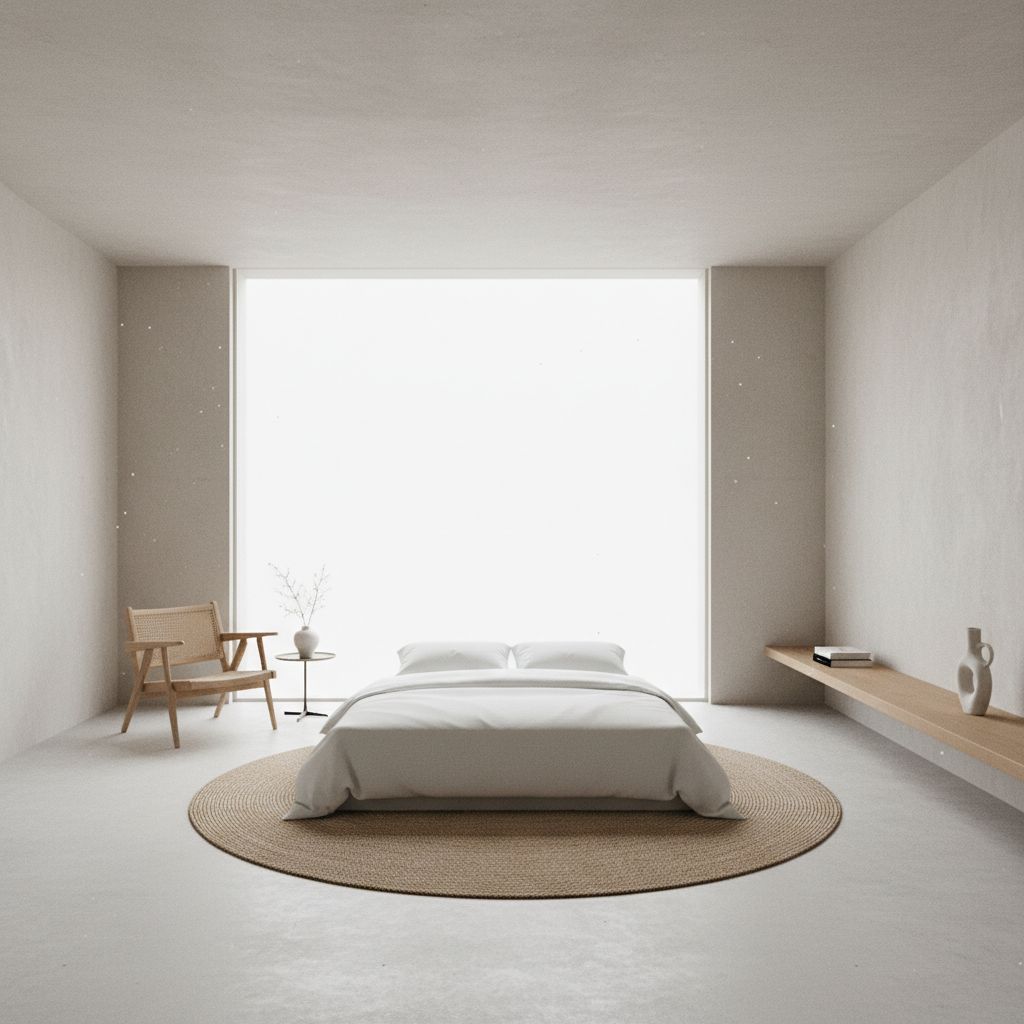 Minimalist room showcasing intentional negative space with empty walls and clear surfaces in minimalist interior design